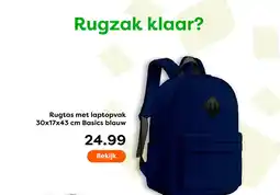 The Read Shop Rugtas met laptopvak Basics blauw aanbieding