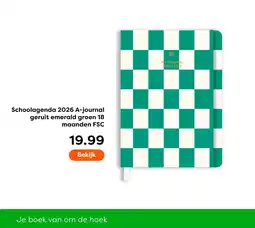 The Read Shop Schoolagenda 2026 A-journal geruit emerald groen 18 maanden FSC aanbieding