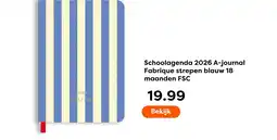 The Read Shop Schoolagenda 2026 A-journal Fabrique strepen blauw 18 maanden FSC aanbieding