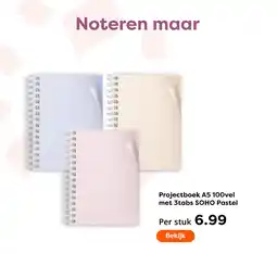 The Read Shop Projectboek A5 100vel met 3tabs SOHO Pastel aanbieding