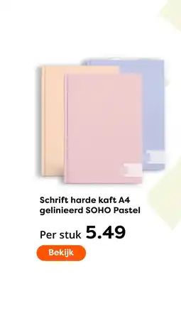 The Read Shop Schrift harde kaft A4 gelinieerd SOHO Pastel aanbieding