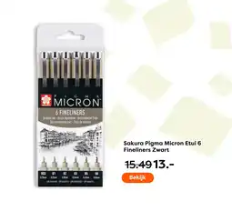 The Read Shop Sakura Pigma Micron Etui 6 Fineliners Zwart aanbieding