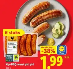 Lidl Kip bbq worst piri piri aanbieding