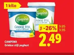 Lidl Campina griekse stijl yoghurt aanbieding