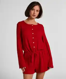 Hunkemoller Hunkemöller Korte geribde jersey onesie Rood aanbieding