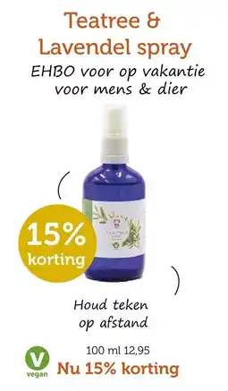 De Rode Pilaren Teatree & lavendel spray aanbieding