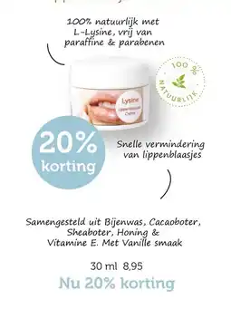 De Rode Pilaren Lysine lippenblaasjes crème aanbieding