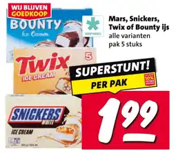 Nettorama Mars, Snickers, Twix of Bounty ijs aanbieding