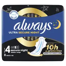 Dekamarkt Always Maandverband ultra secure night wings aanbieding