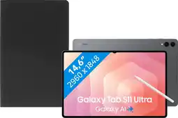 Coolblue Samsung Galaxy Tab S11 Ultra 14,6 inch 256GB Wifi Grijs + BlueBuilt Book Case Zwart aanbieding