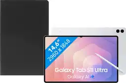 Coolblue Samsung Galaxy Tab S11 Ultra 14,6 inch 512GB Wifi Zilver + BlueBuilt Book Case Zwart aanbieding