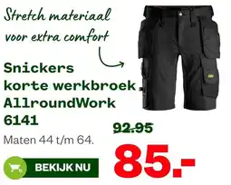 Welkoop Snickers korte werkbroek allroundwork 6141 aanbieding