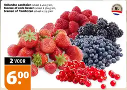Poiesz Hollandse aardbeien, blauwe of rode bessen, bramen of frambozen aanbieding