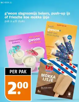 Poiesz g'woon slagroomijs bekers, push-up ijs of Friesche koe mokka ijsje aanbieding