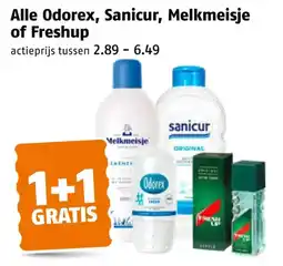 Poiesz Alle Odorex, Sanicur, Melkmeisje of Freshup aanbieding