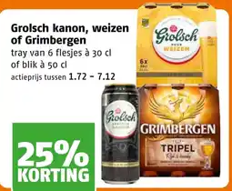 Poiesz Grolsch kanon, weizen of Grimbergen aanbieding