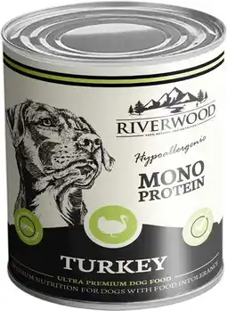 Intratuin Riverwood natvoer hond Mono Protein adult kalkoen 400 g aanbieding