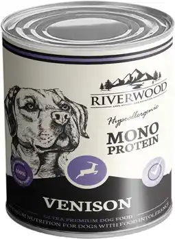 Intratuin Riverwood natvoer hond Mono Protein adult hert 400 g aanbieding