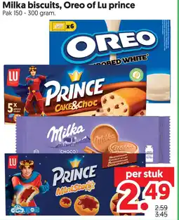 Dekamarkt Milka biscuits, Oreo of Lu prince aanbieding