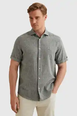 Wehkamp Vanguard regular casual overhemd met linnen groen aanbieding