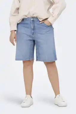 Wehkamp ONLY CARMAKOMA denim regularwaist short light blue denim aanbieding