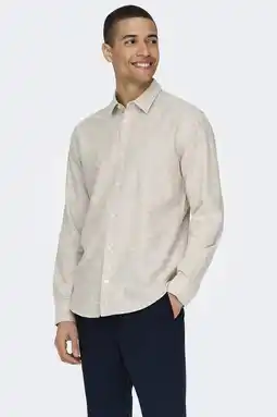 Wehkamp ONLY & SONS slim casual overhemd met linnen aanbieding