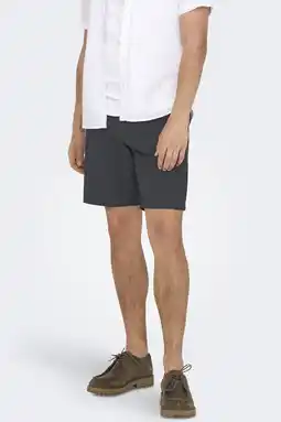 Wehkamp ONLY & SONS ONSMARK regular chino short met linnen antraciet aanbieding