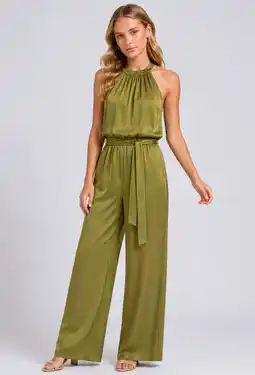 Wehkamp Freebird viscose jumpsuit met ceintuur - groen aanbieding