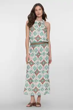 Wehkamp Geisha halterjurk met print en split - lichtblauw aanbieding