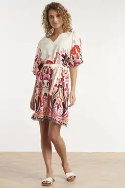Wehkamp Smashed Lemon zomerjurk met ceintuur en print - rood aanbieding
