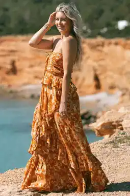 Wehkamp Bolina Island maxi jurk oranje aanbieding