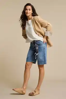 Wehkamp Red Button denim straight regularwaist bermuda short medium blue denim aanbieding