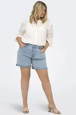 Wehkamp ONLY CARMAKOMA regularwaist short light blue denim aanbieding