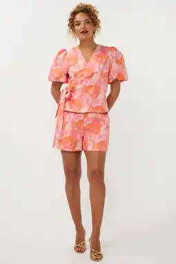Wehkamp Ydence straight leg gebloemde casual short - roze aanbieding