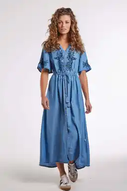 Wehkamp Didi denim A-lijn jurk medium blue denim aanbieding