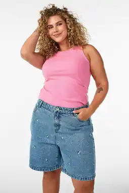 Wehkamp Zizzi straight regularwaist denim short met hartjes medium blue denim aanbieding