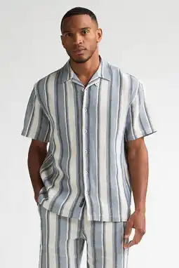 Wehkamp Petrol Industries relaxed gestreepte casual overhemd blauw aanbieding