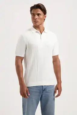 Wehkamp Saint Steve regular polo fijn gebreid wit aanbieding