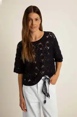 Wehkamp Expresso trui crochet zwart aanbieding