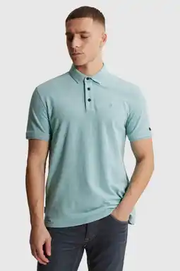 Wehkamp Cast Iron slim polo gebreid lichtblauw aanbieding