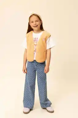 Wehkamp LOOXS little wide leg jeans met hartjes medium blue denim aanbieding