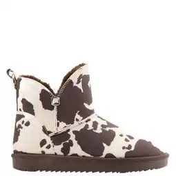 Wehkamp Graceland gevoerde enkelboots met koeienprint bruin/ecru aanbieding