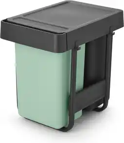 Bol.com Brabantia Sort & Go Inbouw Prullenbak - 2 x 15 liter - Jade Green en Dark Grey aanbieding