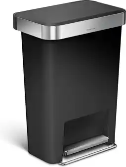Bol.com Simplehuman Rechthoekige Pedaalemmer van 45 Liter - Met zakkenhouder - Zwart - Kunststof aanbieding