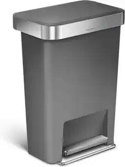 Bol.com Simplehuman Rechthoekige Pedaalemmer van 45 Liter - Met zakkenhouder - Grijs - Kunststof aanbieding