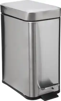 Bol.com 5Five Prullenbak/pedaalemmer - zilver - rvs metaal - 5 liter - 14 x 29 x 30 cm - badkamer/toilet aanbieding