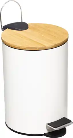 Bol.com 5Five Prullenbak/pedaalemmer - wit - metaal - 3 liter - 17 x 24 cm - Voor badkamer en toilet aanbieding