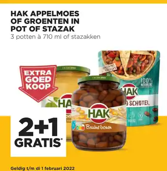 Jumbo Hak Appelmoesof Groenten in pot of stazak 3 potten a 710 ml of stazakken aanbieding