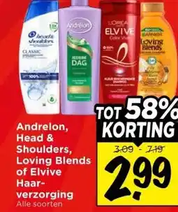 Vomar Voordeelmarkt Andrelon, Head & Shoulders, Loving Blends of Elvive Haar- verzorging aanbieding