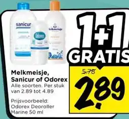 Vomar Voordeelmarkt Melkmeisje,Sanicur of Odorex aanbieding